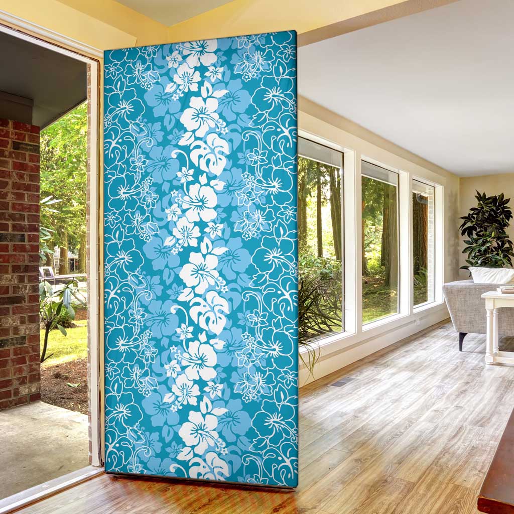 Hawaiian Lei Day Door Cover Blue Hibiscus Flowers Lei Art LT9 - Polynesian Pride