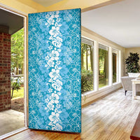 Hawaiian Lei Day Door Cover Blue Hibiscus Flowers Lei Art LT9 - Polynesian Pride