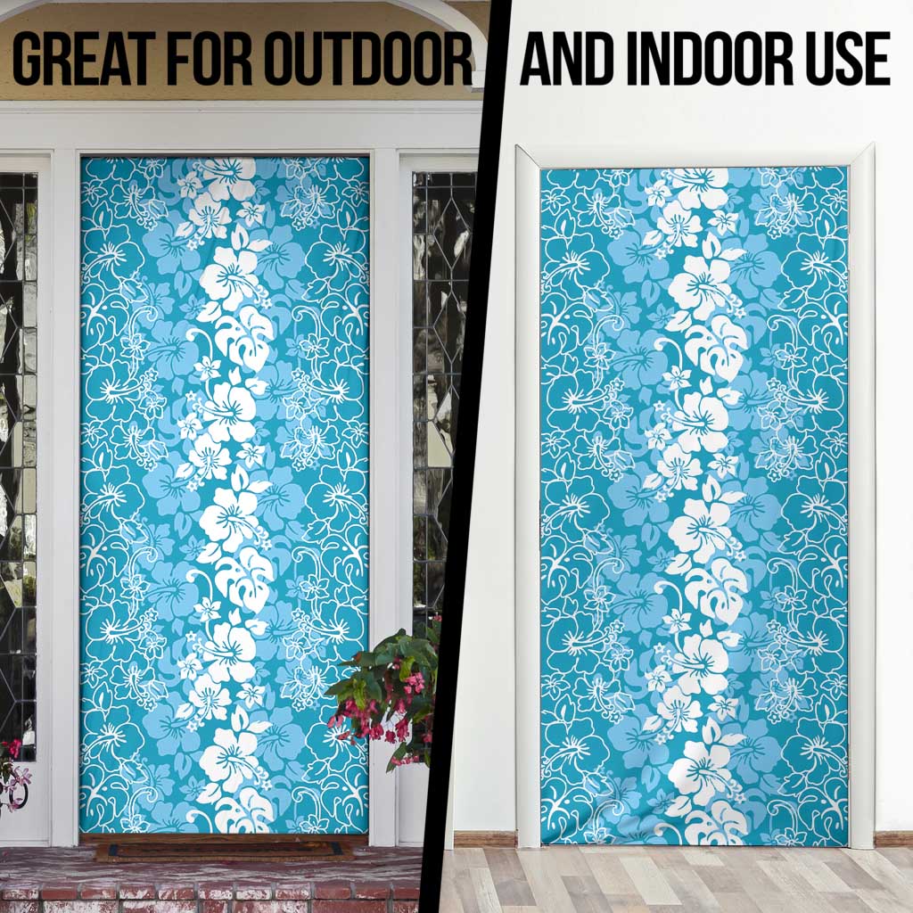 Hawaiian Lei Day Door Cover Blue Hibiscus Flowers Lei Art LT9 - Polynesian Pride