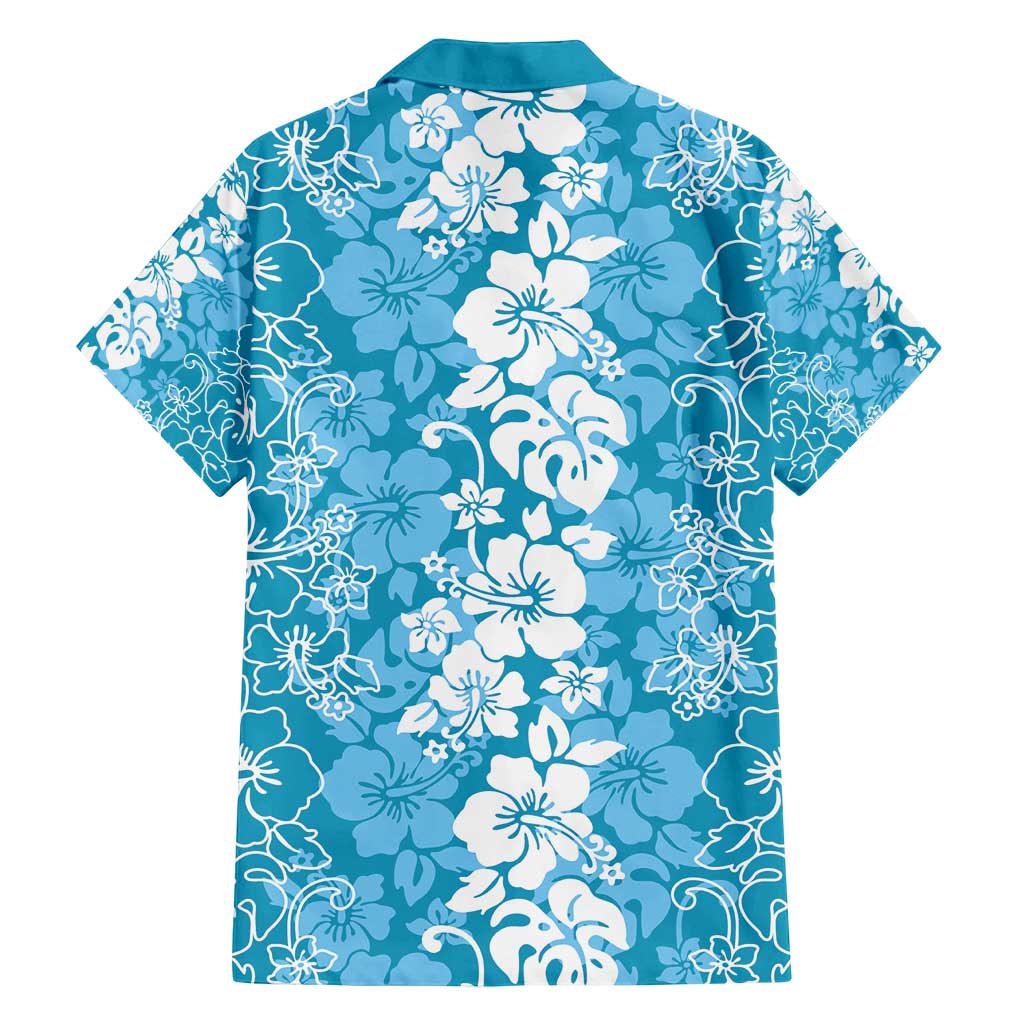 Hawaiian Lei Day Family Matching Long Sleeve Bodycon Dress and Hawaiian Shirt Blue Hibiscus Flowers Lei Art LT9 - Polynesian Pride