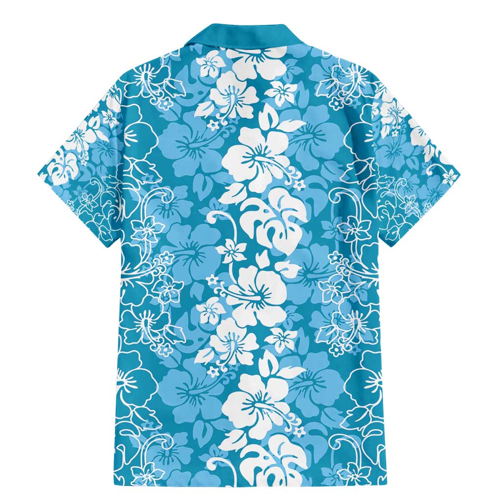Hawaiian Lei Day Family Matching Mermaid Dress and Hawaiian Shirt Blue Hibiscus Flowers Lei Art LT9 - Polynesian Pride
