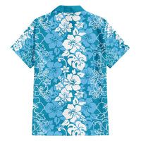 Hawaiian Lei Day Family Matching Off The Shoulder Long Sleeve Dress and Hawaiian Shirt Blue Hibiscus Flowers Lei Art LT9 - Polynesian Pride