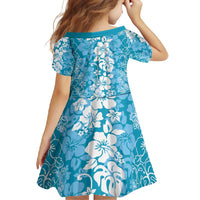 Hawaiian Lei Day Family Matching Off Shoulder Maxi Dress and Hawaiian Shirt Blue Hibiscus Flowers Lei Art LT9 - Polynesian Pride