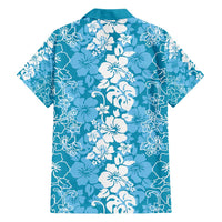 Hawaiian Lei Day Family Matching Off Shoulder Maxi Dress and Hawaiian Shirt Blue Hibiscus Flowers Lei Art LT9 - Polynesian Pride