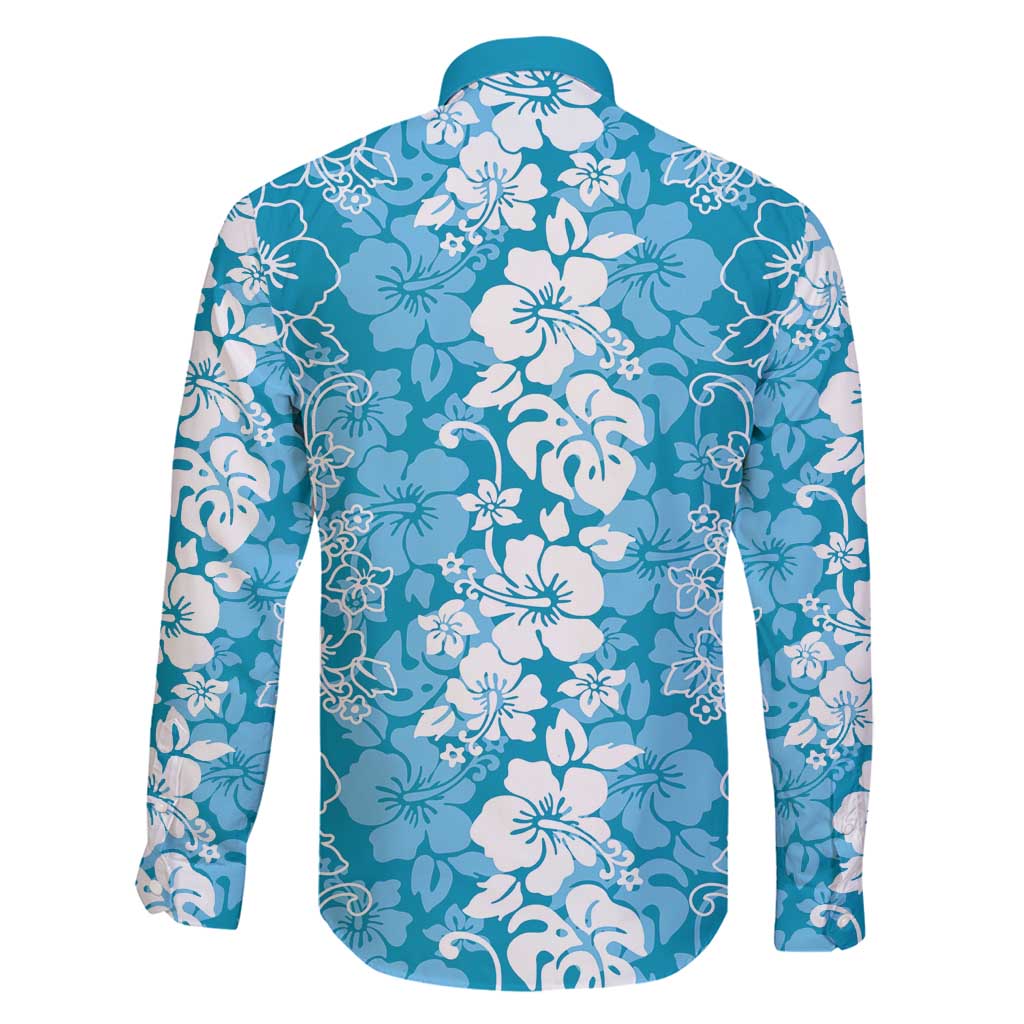 Hawaiian Lei Day Family Matching Off Shoulder Maxi Dress and Hawaiian Shirt Blue Hibiscus Flowers Lei Art LT9 - Polynesian Pride