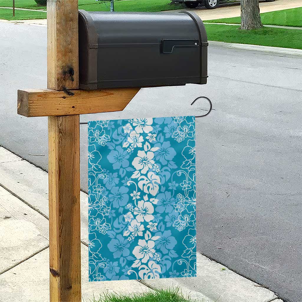 Hawaiian Lei Day Garden Flag Blue Hibiscus Flowers Lei Art
