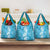 Hawaiian Lei Day Grocery Bag Blue Hibiscus Flowers Lei Art