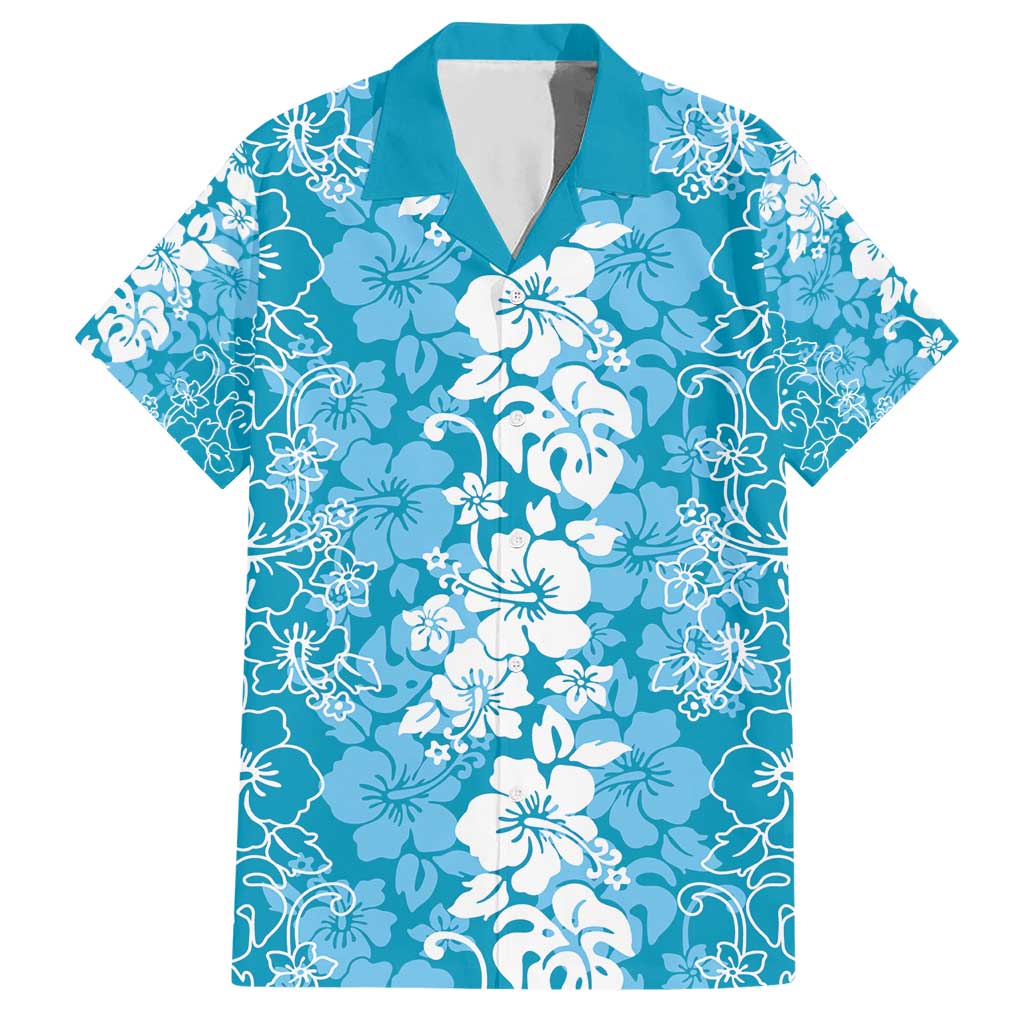 Hawaiian Lei Day Hawaiian Shirt Blue Hibiscus Flowers Lei Art LT9 Blue - Polynesian Pride