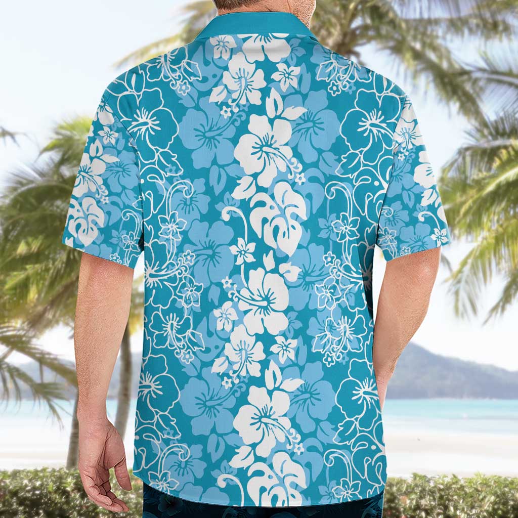 Hawaiian Lei Day Hawaiian Shirt Blue Hibiscus Flowers Lei Art LT9 - Polynesian Pride