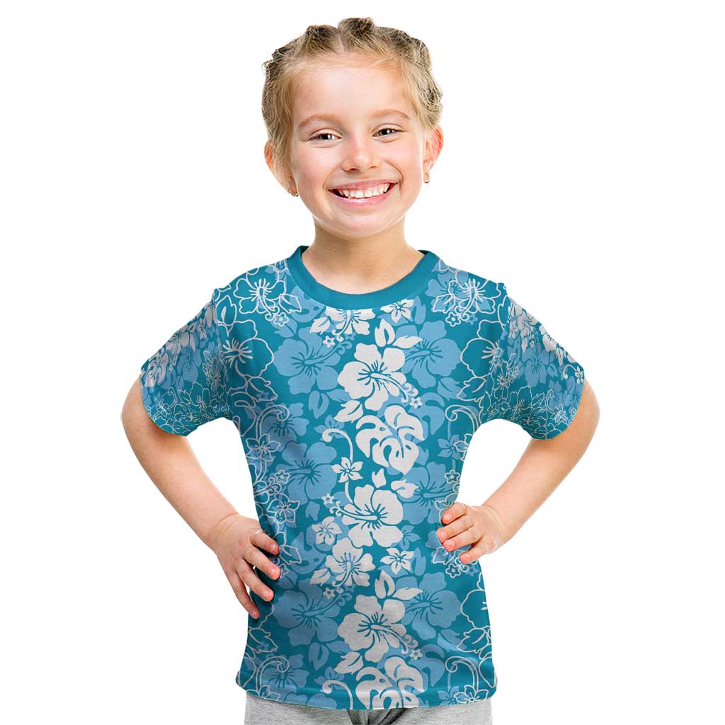 Hawaiian Lei Day Kid T Shirt Blue Hibiscus Flowers Lei Art