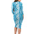 Hawaiian Lei Day Long Sleeve Bodycon Dress Blue Hibiscus Flowers Lei Art