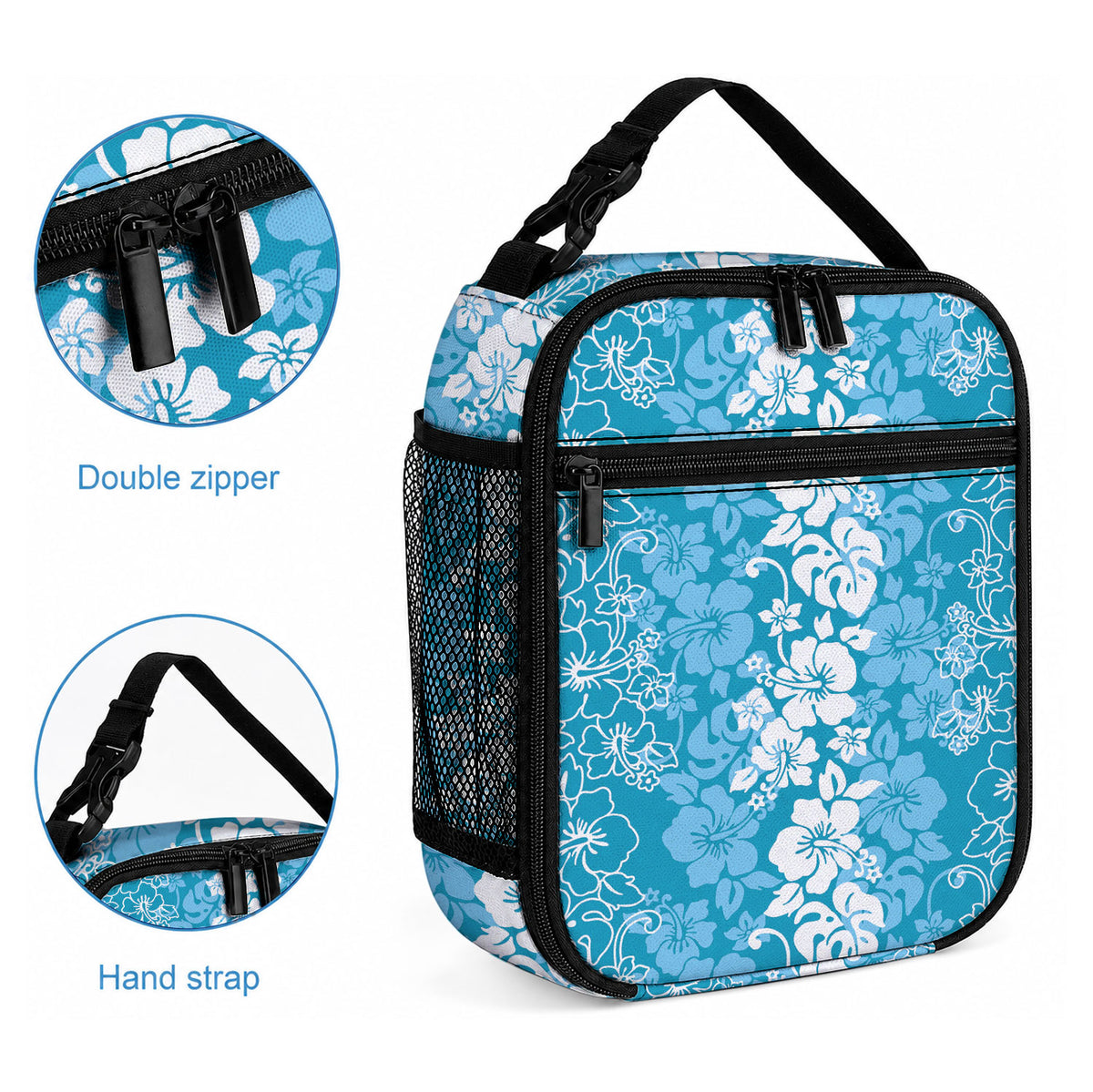 Hawaiian Lei Day Lunch Bag Blue Hibiscus Flowers Lei Art LT9 - Polynesian Pride