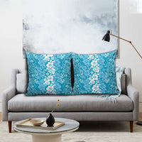 Hawaiian Lei Day Pillow Cover Blue Hibiscus Flowers Lei Art - Polynesian Pride