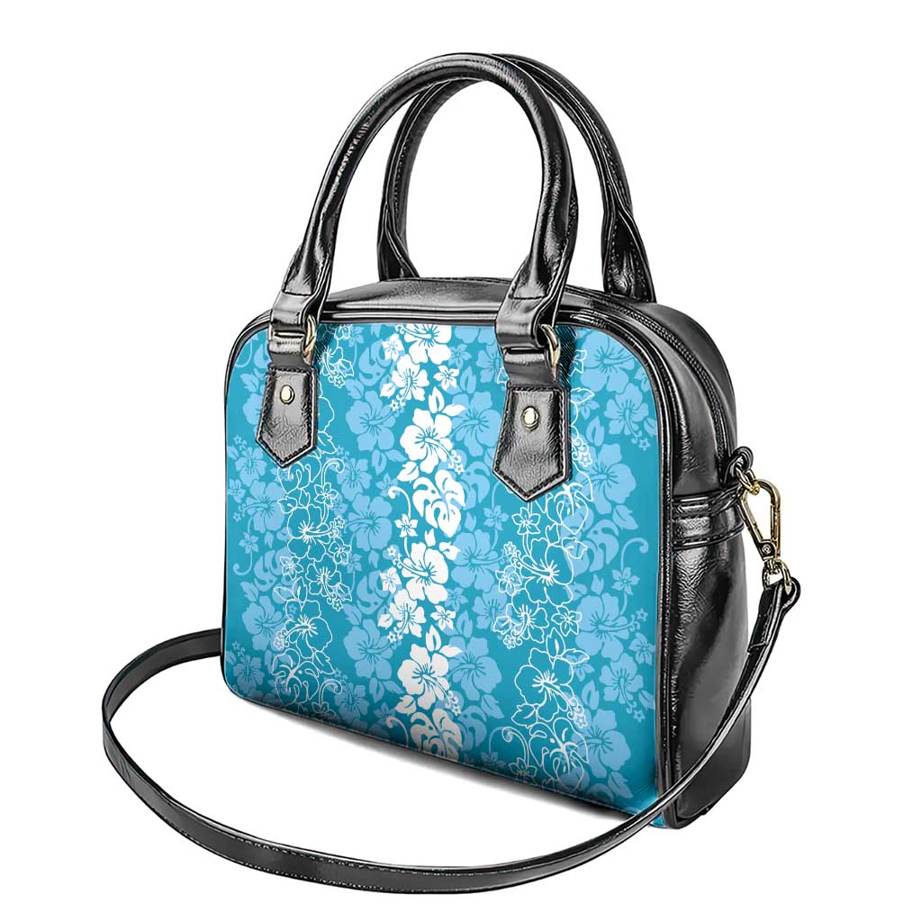 Hawaiian Lei Day Shoulder Handbag Blue Hibiscus Flowers Lei Art