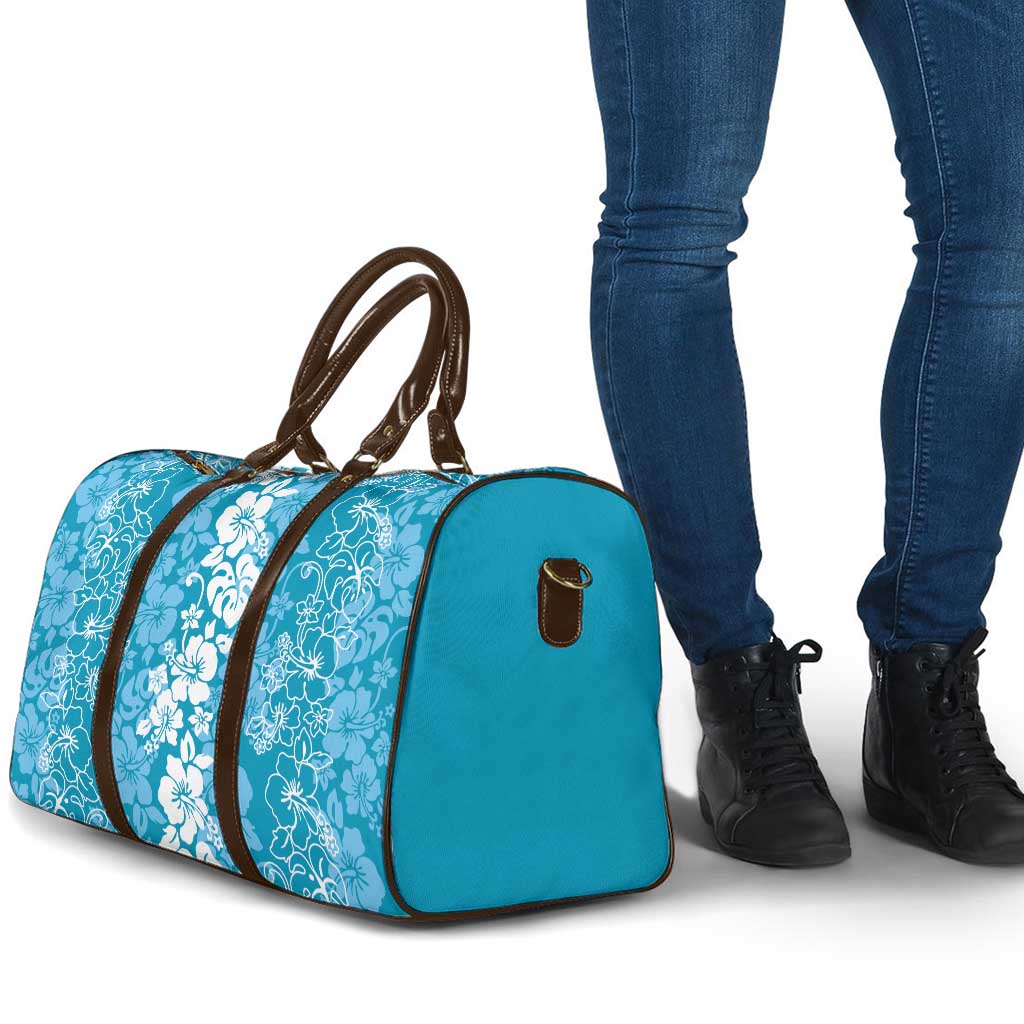 Hawaiian Lei Day Travel Bag Blue Hibiscus Flowers Lei Art - Polynesian Pride