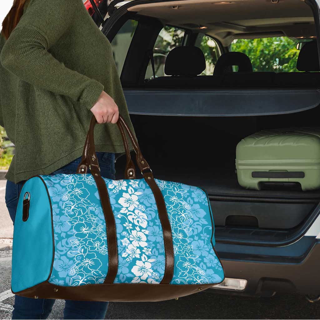 Hawaiian Lei Day Travel Bag Blue Hibiscus Flowers Lei Art - Polynesian Pride