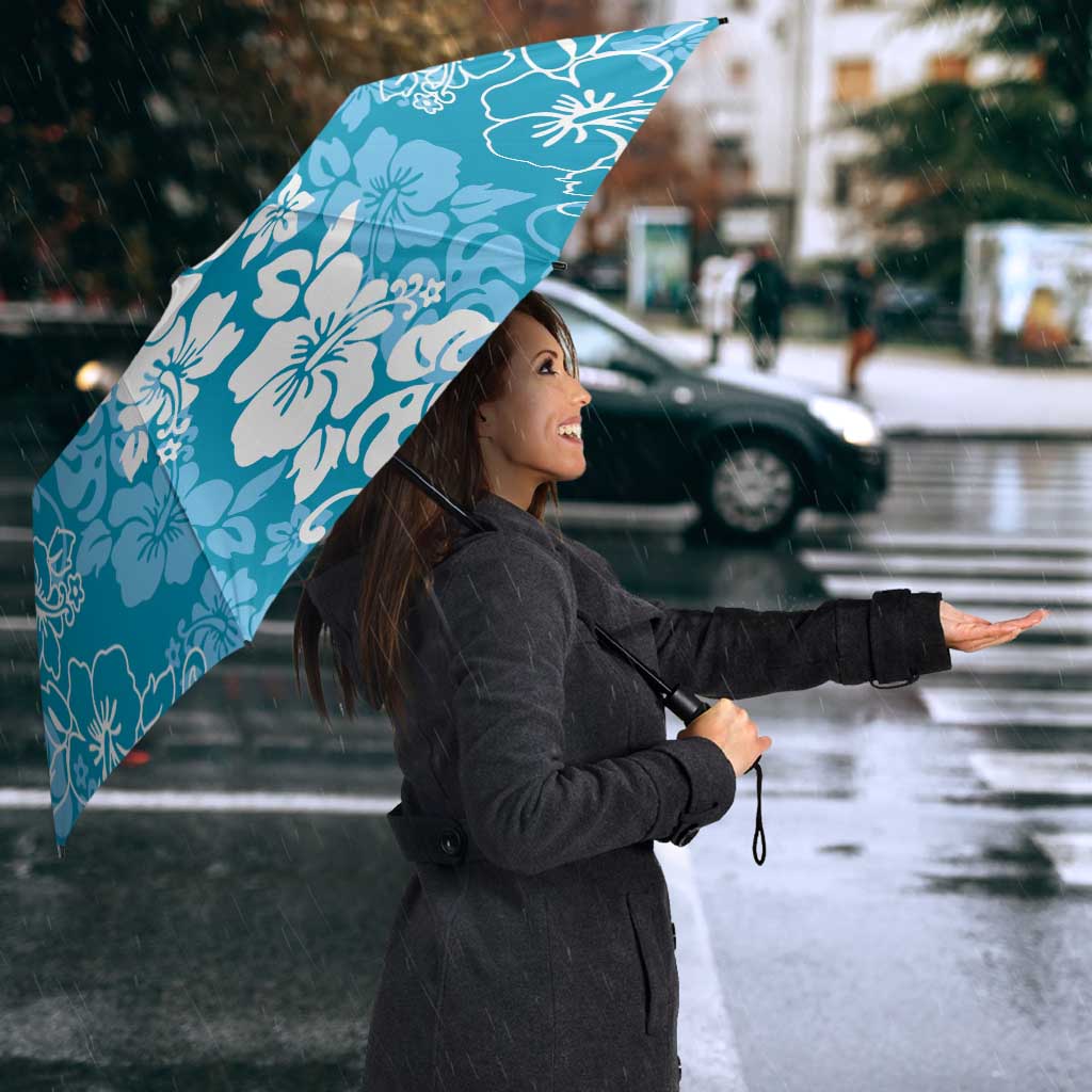 Hawaiian Lei Day Umbrella Blue Hibiscus Flowers Lei Art - Polynesian Pride