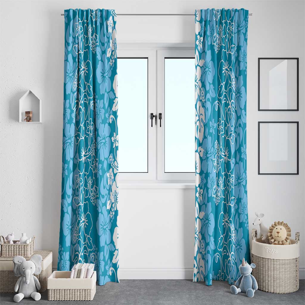 Hawaiian Lei Day Window Curtain Blue Hibiscus Flowers Lei Art LT9 - Polynesian Pride