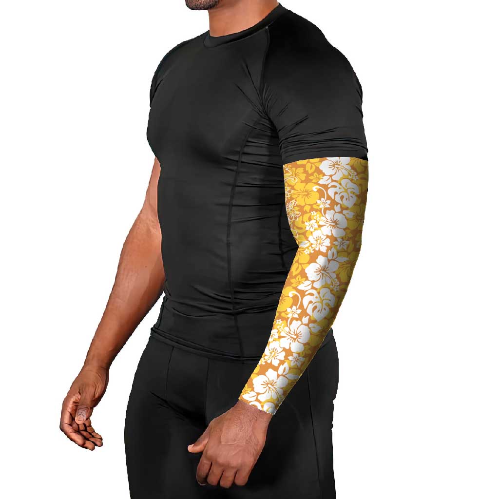 Hawaiian Lei Day Arm Sleeves Gold Hibiscus Flowers Lei Art - Polynesian Pride