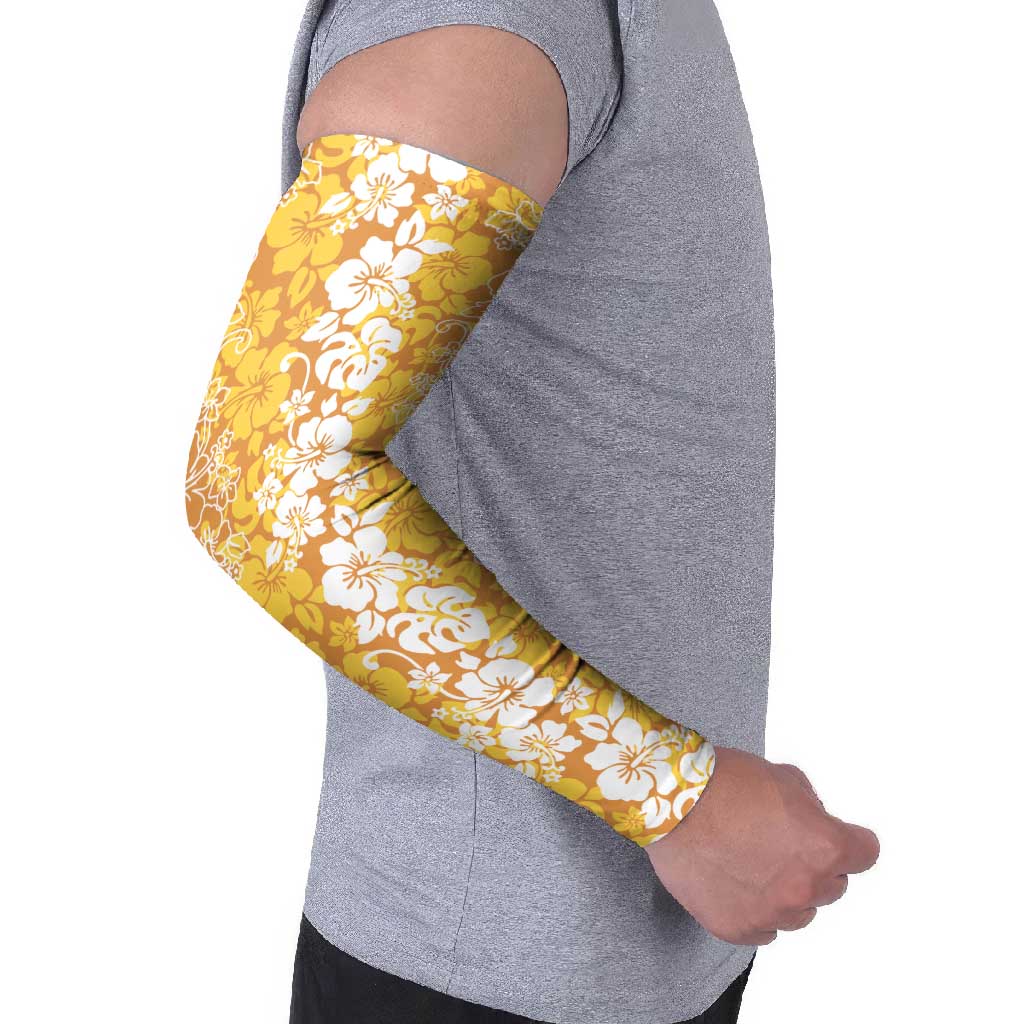 Hawaiian Lei Day Arm Sleeves Gold Hibiscus Flowers Lei Art - Polynesian Pride