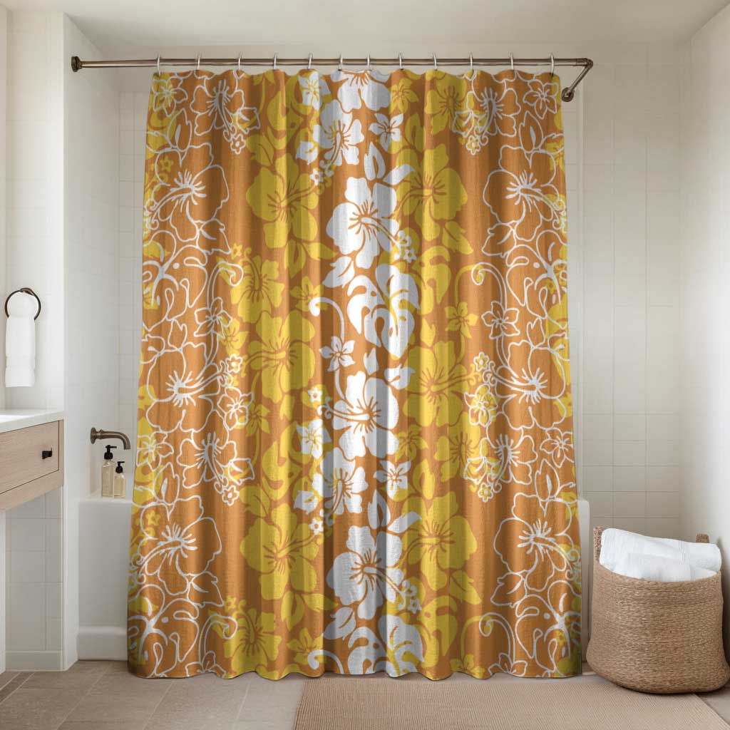 Hawaiian Lei Day Bathroom Set Gold Hibiscus Flowers Lei Art - Polynesian Pride