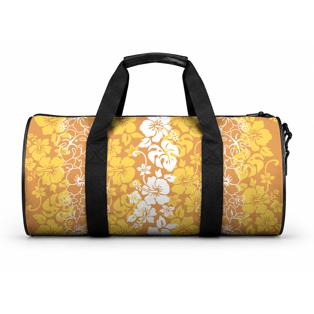 Hawaiian Lei Day Duffle Bag Gold Hibiscus Flowers Lei Art LT9 One size Gold - Polynesian Pride