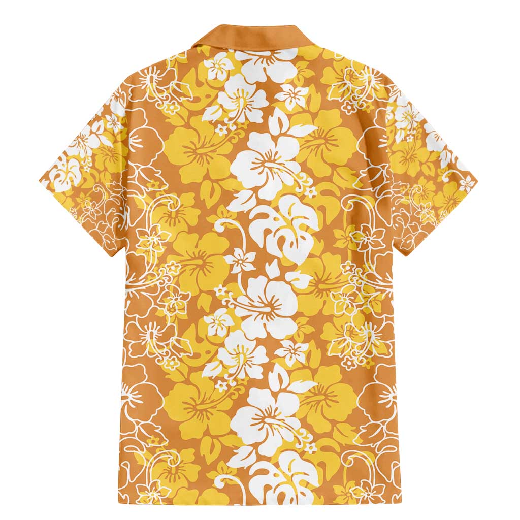 Hawaiian Lei Day Family Matching Mermaid Dress and Hawaiian Shirt Gold Hibiscus Flowers Lei Art LT9 - Polynesian Pride