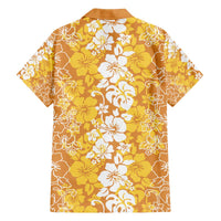 Hawaiian Lei Day Family Matching Off The Shoulder Long Sleeve Dress and Hawaiian Shirt Gold Hibiscus Flowers Lei Art LT9 - Polynesian Pride