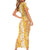 Hawaiian Lei Day Family Matching Short Sleeve Bodycon Dress and Hawaiian Shirt Gold Hibiscus Flowers Lei Art