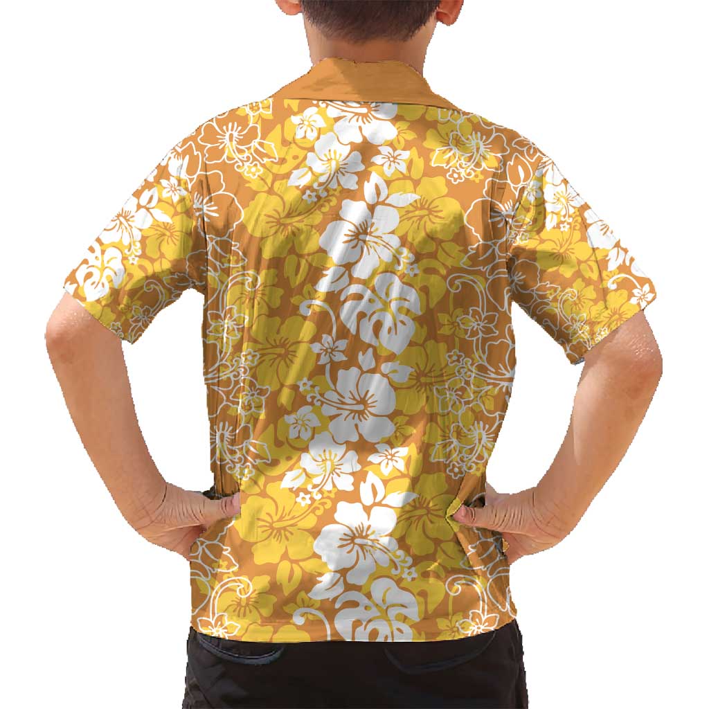 Hawaiian Lei Day Family Matching Summer Maxi Dress and Hawaiian Shirt Gold Hibiscus Flowers Lei Art LT9 - Polynesian Pride