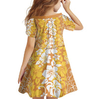 Hawaiian Lei Day Family Matching Tank Maxi Dress and Hawaiian Shirt Gold Hibiscus Flowers Lei Art LT9 - Polynesian Pride
