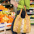 Hawaiian Lei Day Grocery Bag Gold Hibiscus Flowers Lei Art