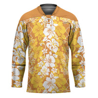 Hawaiian Lei Day Hockey Jersey Gold Hibiscus Flowers Lei Art - Polynesian Pride