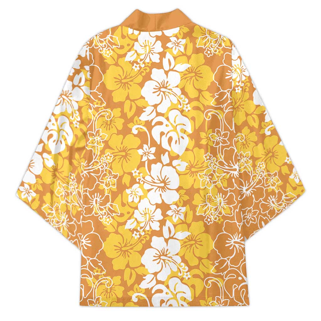 Hawaiian Lei Day Kimono Gold Hibiscus Flowers Lei Art - Polynesian Pride