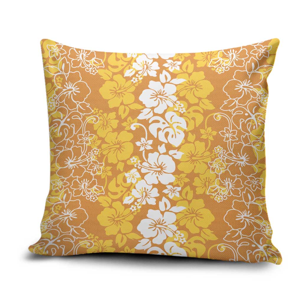 Hawaiian Lei Day Pillow Cover Gold Hibiscus Flowers Lei Art LT9 Gold - Polynesian Pride