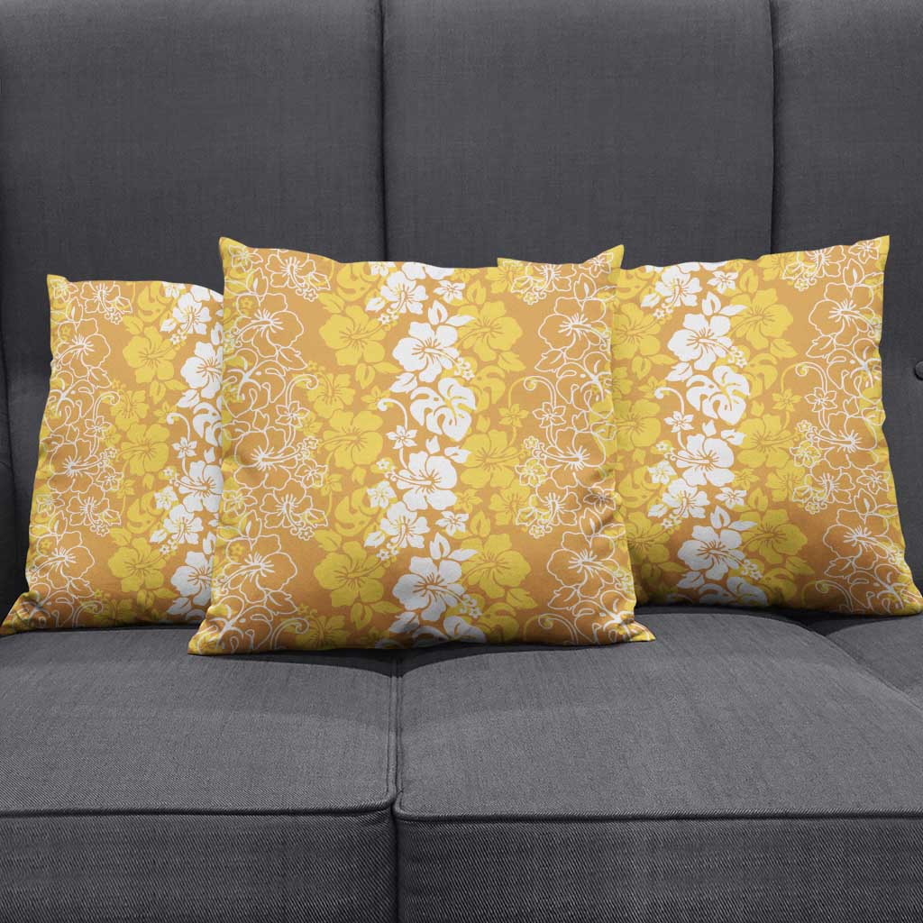 Hawaiian Lei Day Pillow Cover Gold Hibiscus Flowers Lei Art LT9 - Polynesian Pride