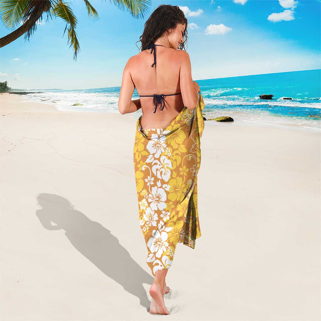 Hawaiian Lei Day Sarong Gold Hibiscus Flowers Lei Art
