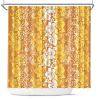 Hawaiian Lei Day Shower Curtain Gold Hibiscus Flowers Lei Art LT9 Gold - Polynesian Pride