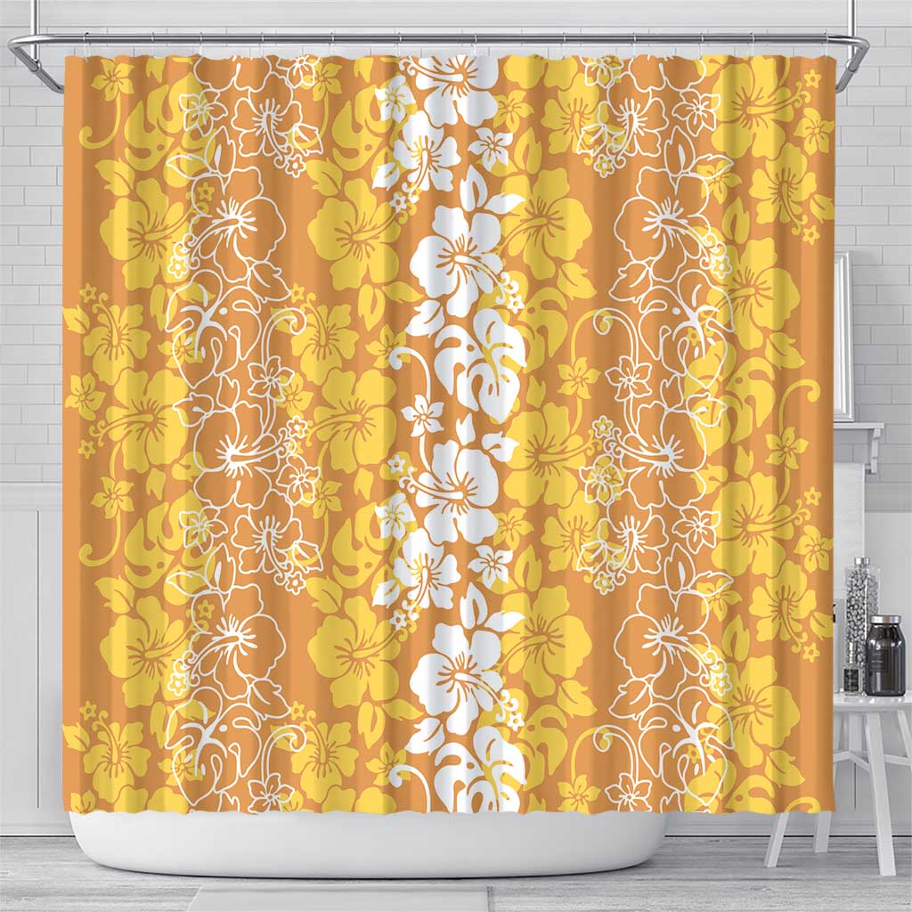 Hawaiian Lei Day Shower Curtain Gold Hibiscus Flowers Lei Art LT9 - Polynesian Pride
