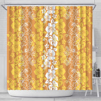 Hawaiian Lei Day Shower Curtain Gold Hibiscus Flowers Lei Art LT9 - Polynesian Pride