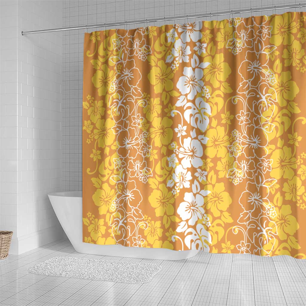 Hawaiian Lei Day Shower Curtain Gold Hibiscus Flowers Lei Art LT9 - Polynesian Pride