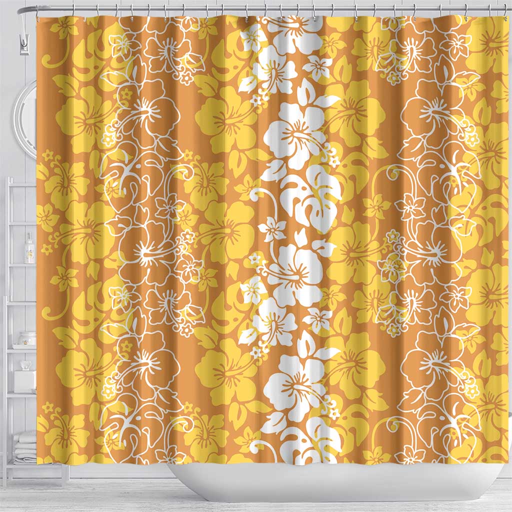 Hawaiian Lei Day Shower Curtain Gold Hibiscus Flowers Lei Art LT9 - Polynesian Pride