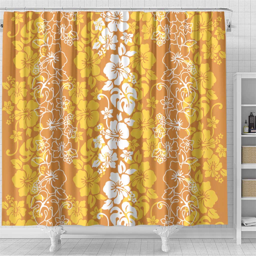 Hawaiian Lei Day Shower Curtain Gold Hibiscus Flowers Lei Art LT9 - Polynesian Pride