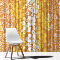 Hawaiian Lei Day Window Curtain Gold Hibiscus Flowers Lei Art