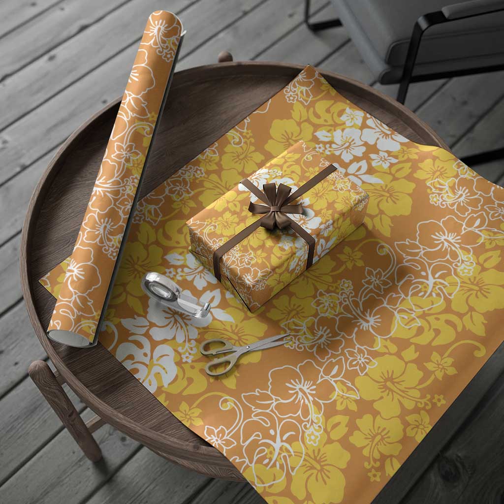 Hawaiian Lei Day Wrapping Paper Gold Hibiscus Flowers Lei Art - Polynesian Pride