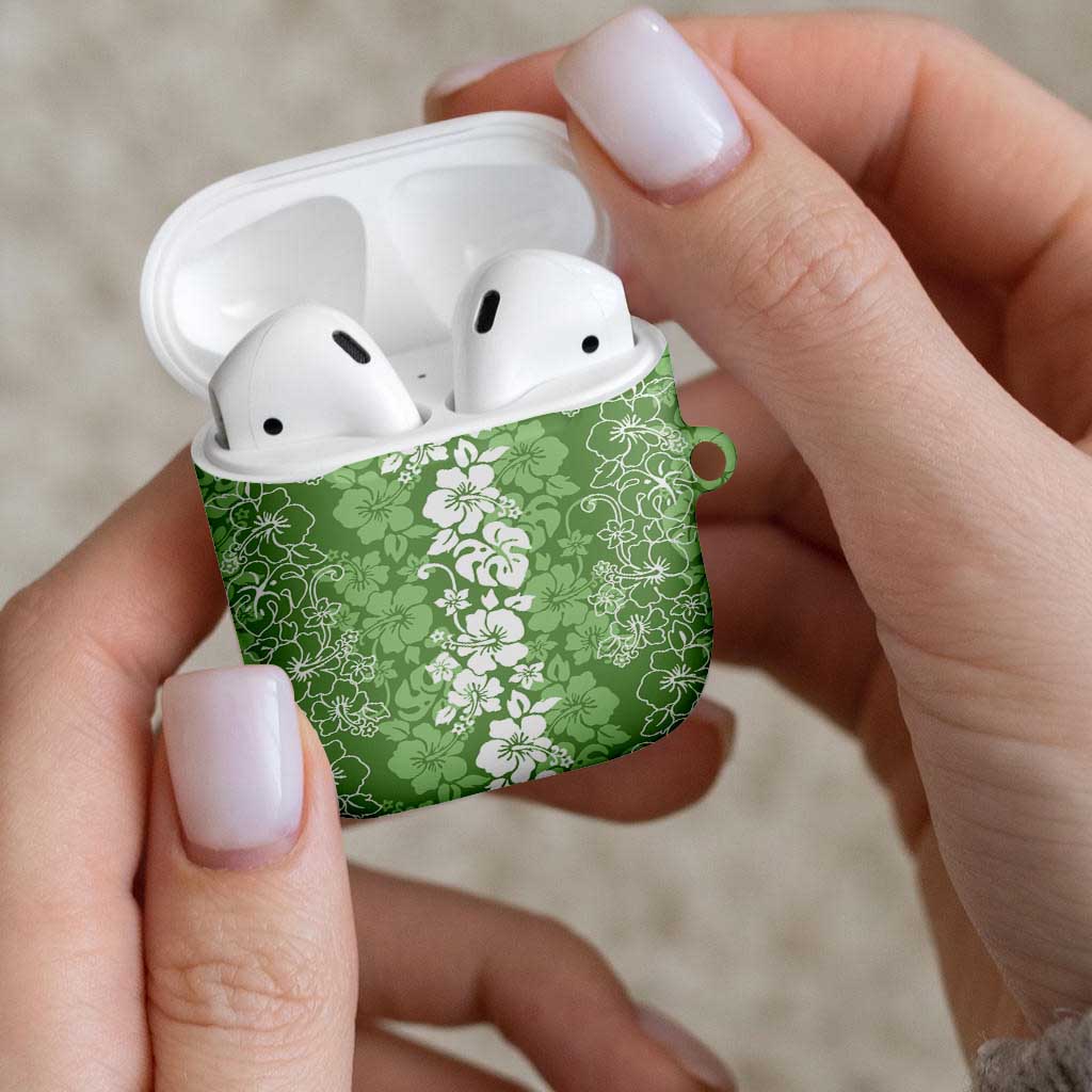 Hawaiian Lei Day AirPods Case Green Hibiscus Flowers Lei Art - Polynesian Pride