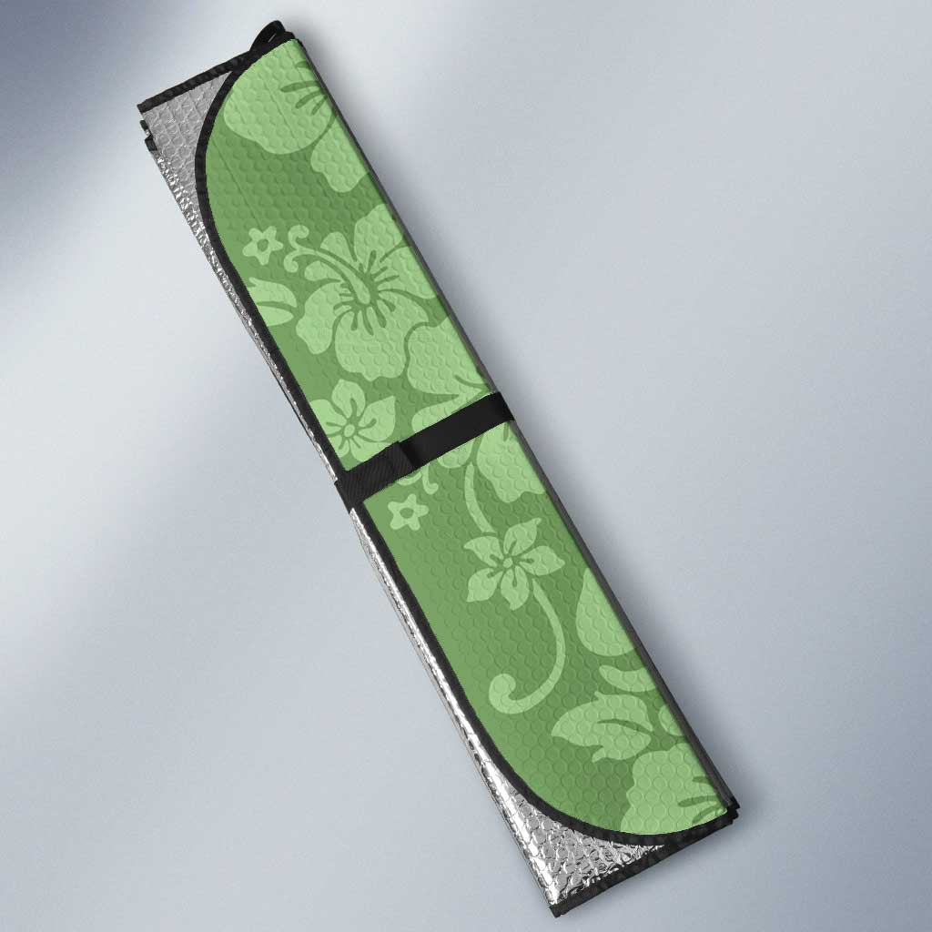 Hawaiian Lei Day Auto Sun Shade Green Hibiscus Flowers Lei Art LT9 - Polynesian Pride