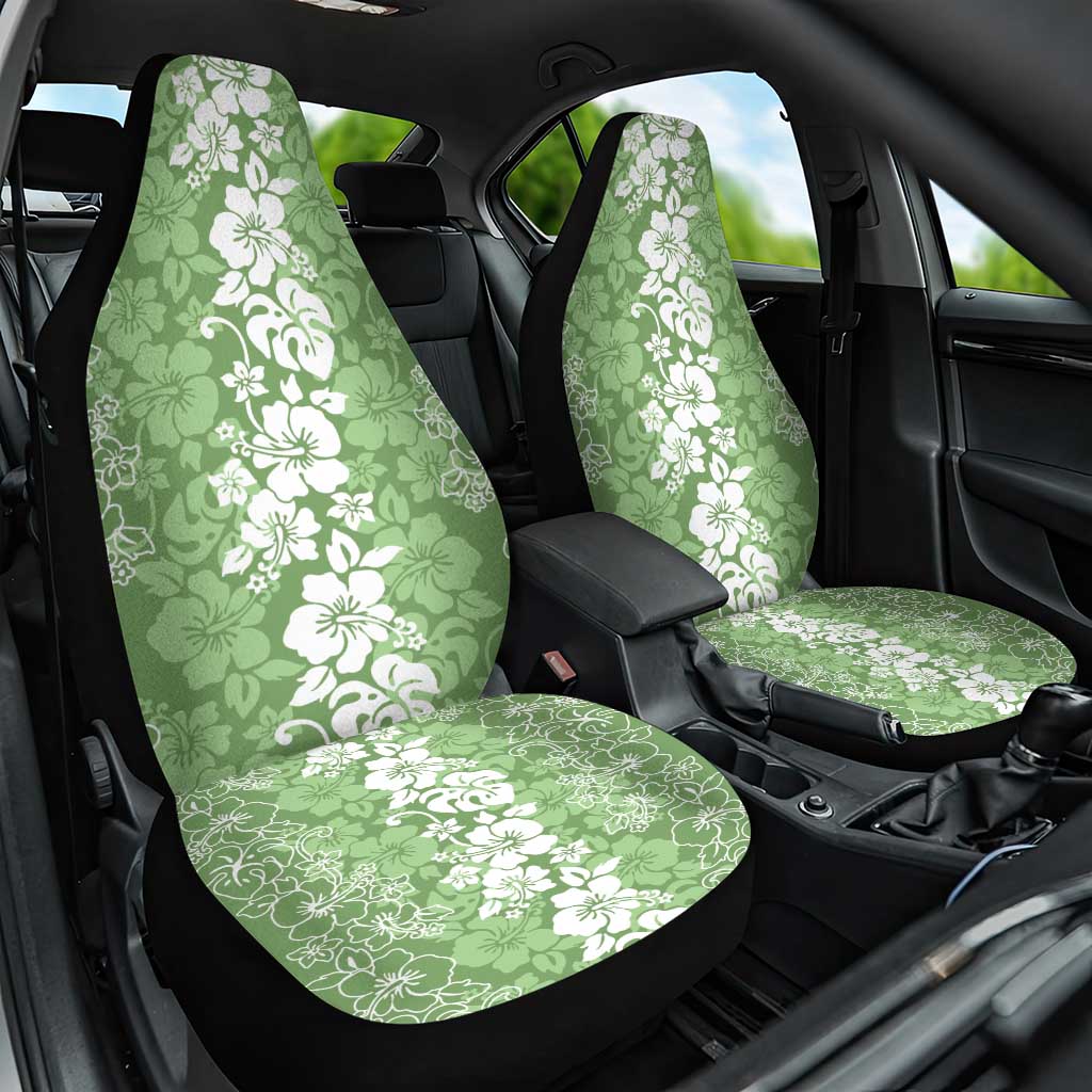 Hawaiian Lei Day Car Seat Cover Green Hibiscus Flowers Lei Art