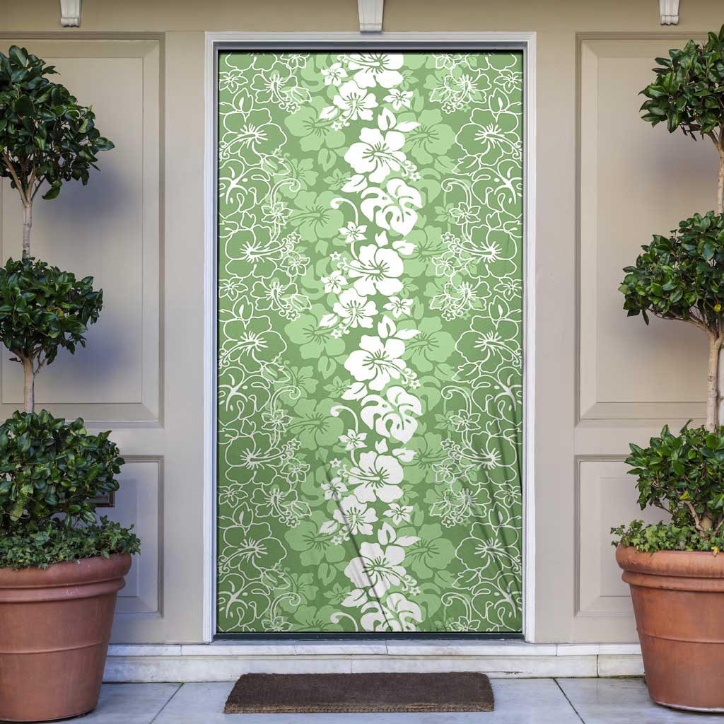 Hawaiian Lei Day Door Cover Green Hibiscus Flowers Lei Art LT9 Green - Polynesian Pride
