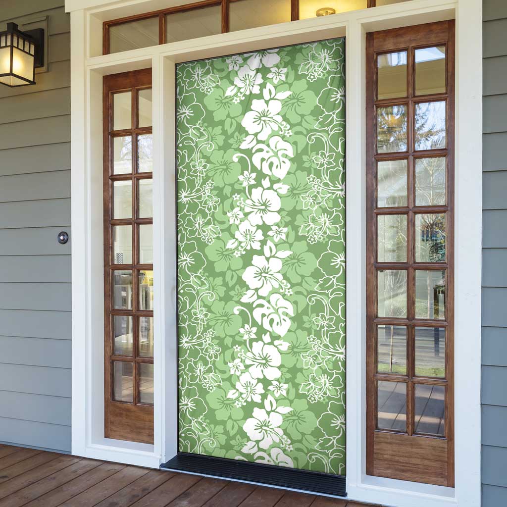 Hawaiian Lei Day Door Cover Green Hibiscus Flowers Lei Art LT9 - Polynesian Pride